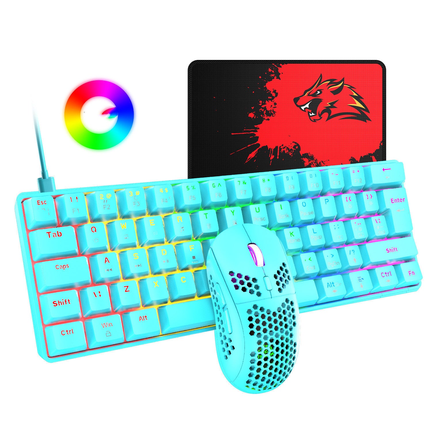 Tablet Notebook RGB Gaming Keyboard And Mouse Set - Balochistan LLC  Product information: Time to market: 2021 Supply category: spot Type: Game Set Connection with computer: wired keyboard, wired mouse Keyboard interface: USB Mouse interface: USB Working method: photoelectric Optical resolution: 6400 Whether to support plug and play: support Is there a multimedia function key: Yes Packing list: Keyboard X1 Mouse X1