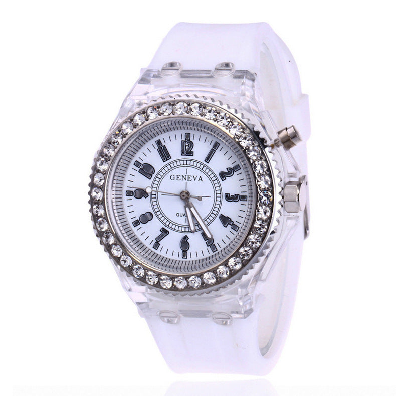 LED Luminous Watches Geneva Women Quartz Watch Women Ladies Silicone Bracelet Watches - Balochistan LLC 