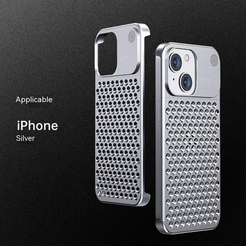 Aluminum Alloy Phone Case For 14 13 Pro Max Plus Hollow Heat Dissipation Anti-fall Full Body Shockproof Phone Cove - Balochistan LLC 