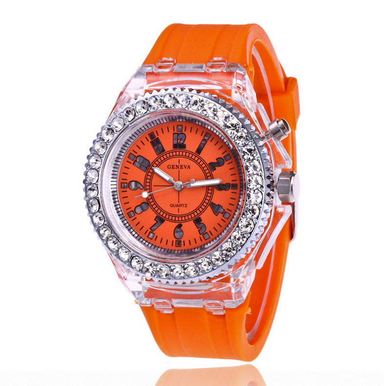 LED Luminous Watches Geneva Women Quartz Watch Women Ladies Silicone Bracelet Watches - Balochistan LLC 