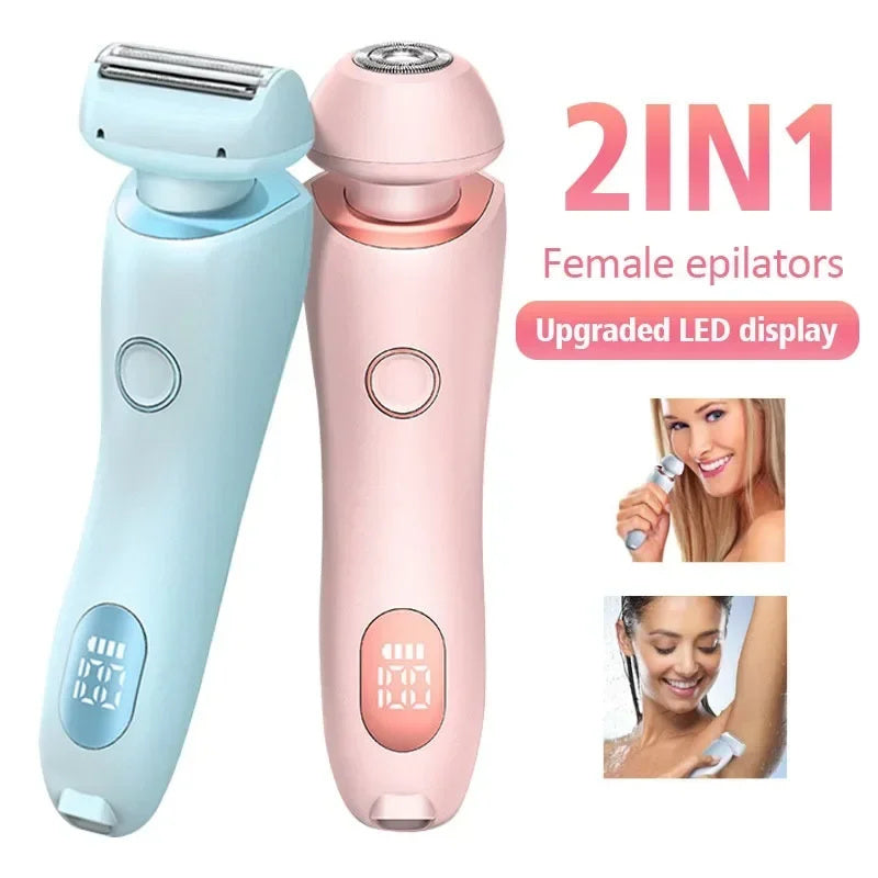 2 In 1 Hair Removal Epilator USB Rechargeable Trimmer Women Body Razor Face Leg Armpit Bikini Hand Pubic Shaver Hair Remover - Balochistan LLC 