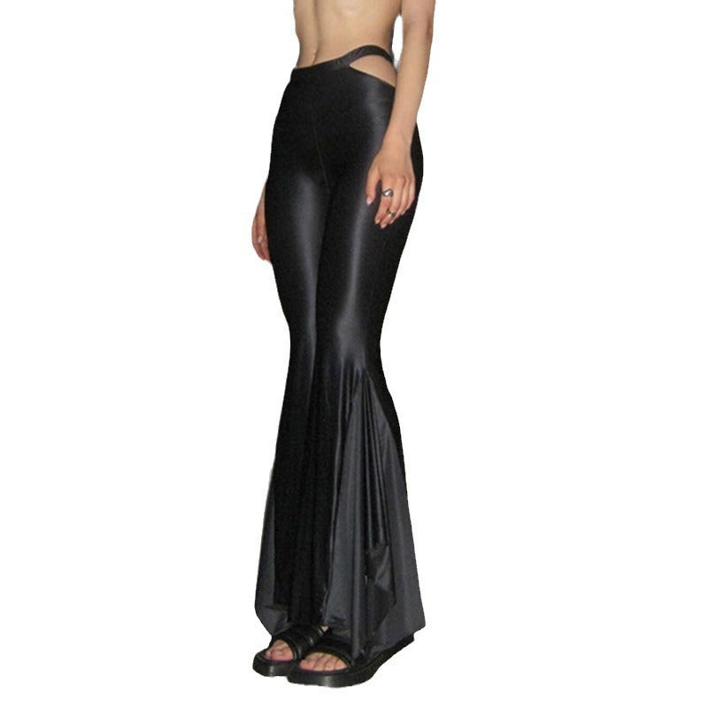 High Waist Hollow-out Bell-bottom Pants