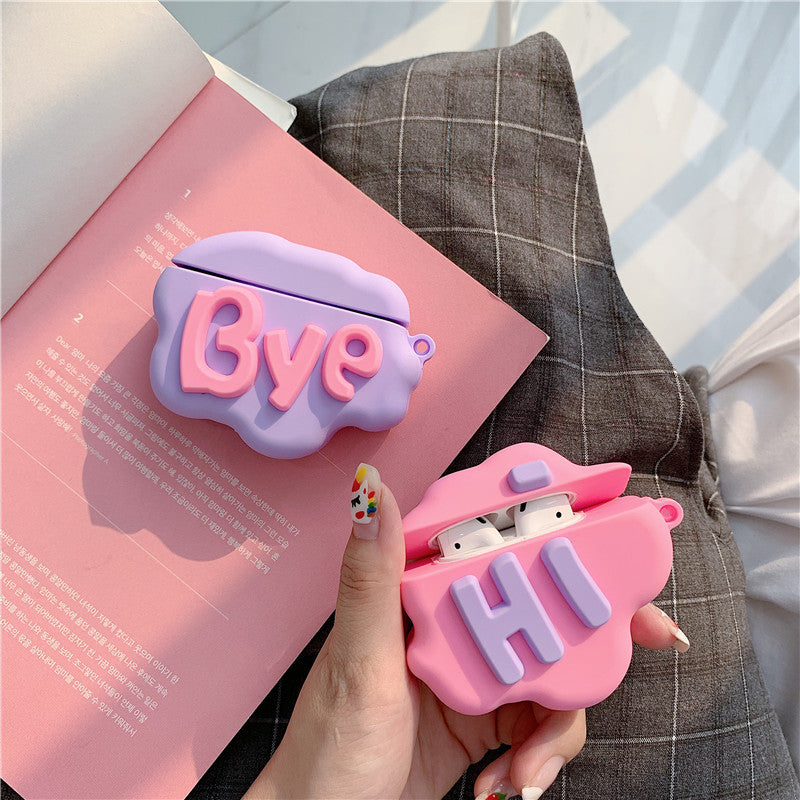 AirPod 2 Case 3D HI BYE Cloud Letter Cartoon Soft Silicone Wireless Earphone Cases For Apple Airpods Case Cute Cover - Balochistan LLC 