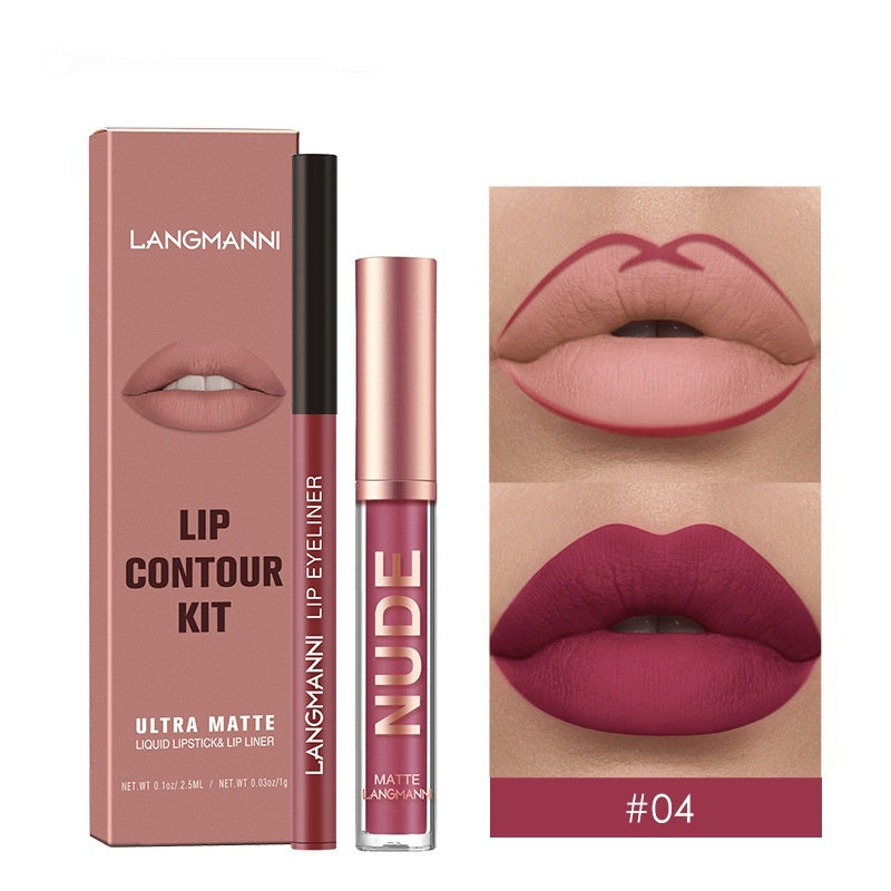 Lip Liner Combination Suit No Stain On Cup Matte Lip Gloss Suit - Balochistan LLC  Product information: Efficacy: Natural Color: 01,02,03,04,05,06,07,08,09,10,11,12 Specifications: Standard specifications Applicable skin type: Universal Packing list: Lipstick+lipliner x1 Product Image: