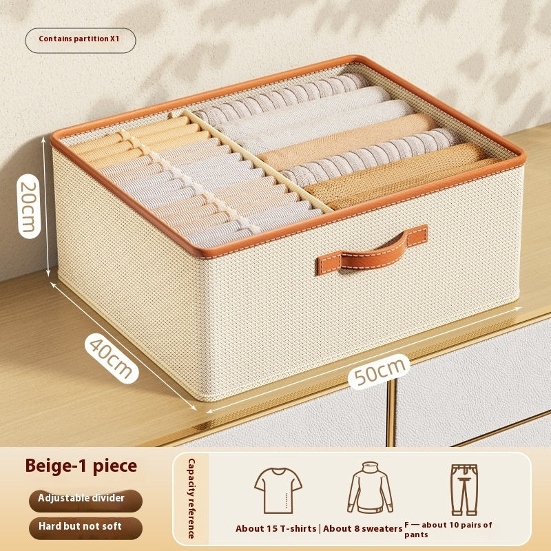 Clothes Storage Box Foldable Underwear Storage Box - Balochistan LLC  Product information: Color: beige, gray, partition beige, partition Gray Product features: foldable, no cover, stackable, with grid Scope of Application: underwear, socks, sweater, wide range, bra, clothing Material: fabric Function: Organization Size: 50*40 * 20cm, Packing list: 1* Storage Box Product Image: