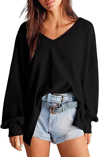 Women's Waffle Knit Blouse Lantern Sleeve Casual Shirt - Balochistan LLC 