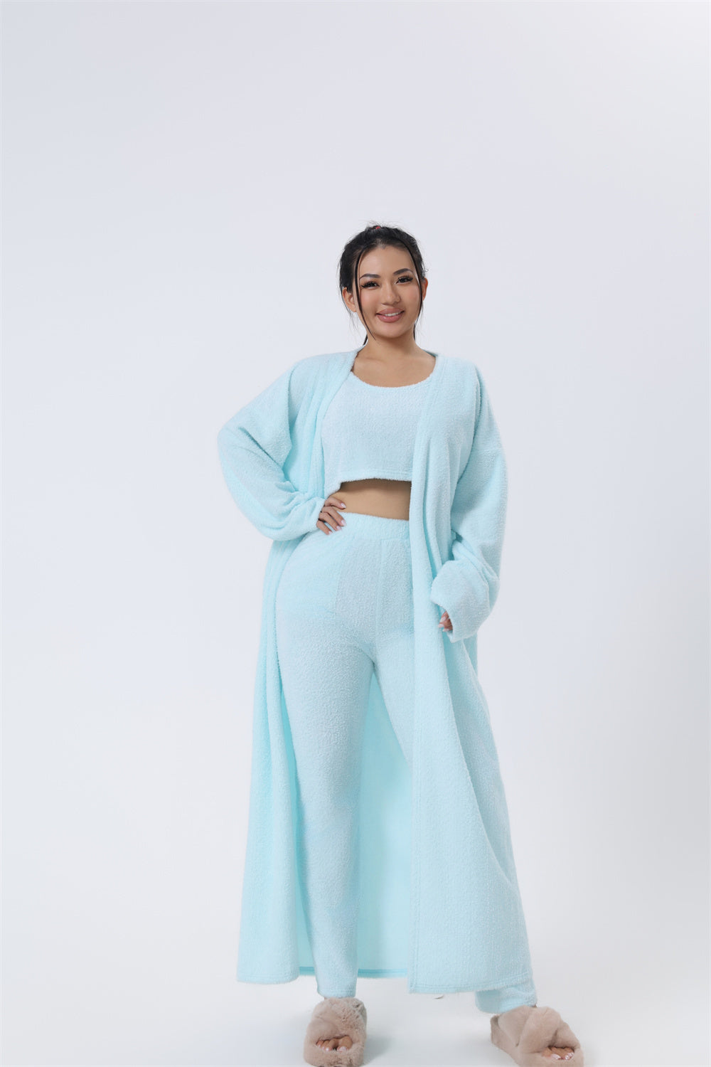 Cozy Pajama Set, 3 Piece Lounge Set, Cute Loungewear, Warm Suit Sets, Matching Set, Lounge Set, 3 Piece Pant Sets, Women Winter Dress - Balochistan LLC 