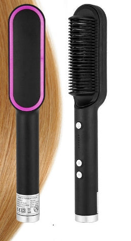 New 2 In 1 Hair Straightener Hot Comb Negative Ion Curling Tong Dual-purpose Electric Hair Brush - Balochistan LLC 