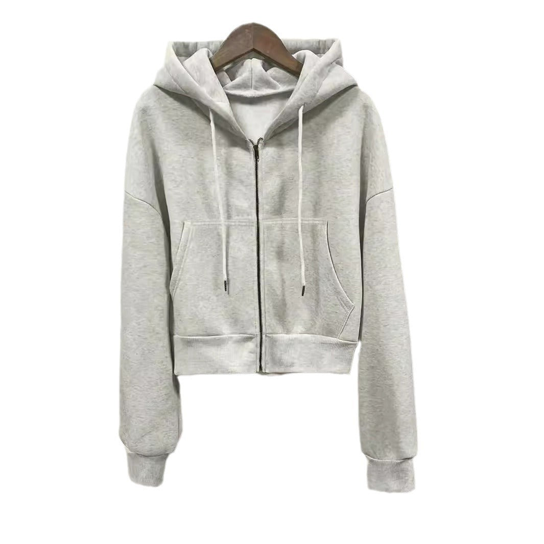 Simple Temperament Hoodie With Drawstrings Design Sense Loose Long Sleeve Sweatershirt Cardigan Coat - Balochistan LLC 