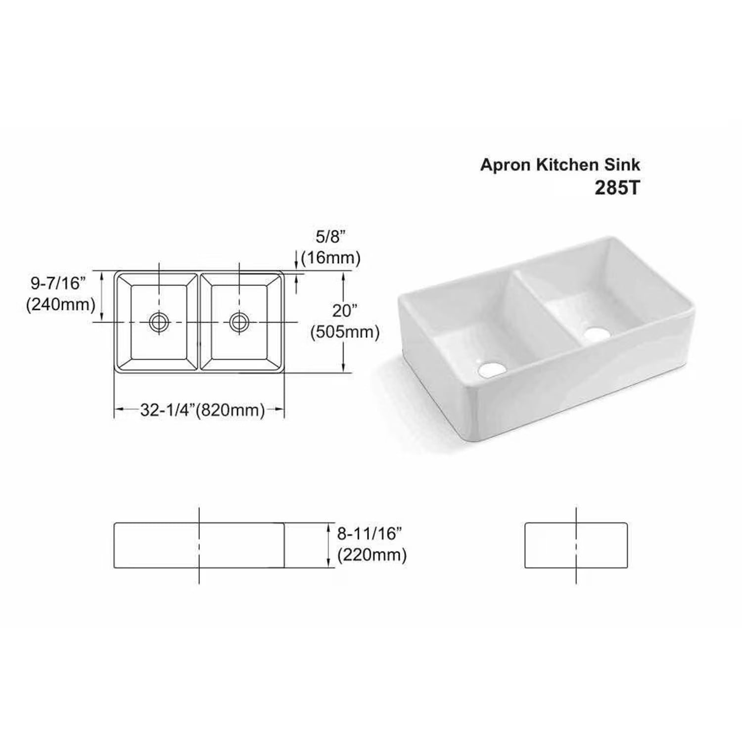 Kitchen Sink Single Bowl White