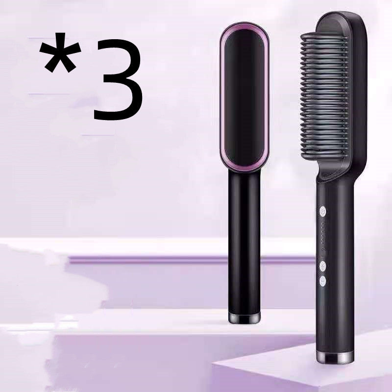 New 2 In 1 Hair Straightener Hot Comb Negative Ion Curling Tong Dual-purpose Electric Hair Brush - Balochistan LLC 