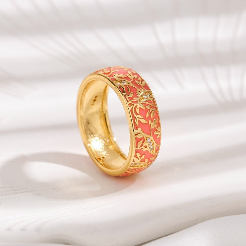 Oil Ring Simple Pattern Couple's Ring - Balochistan LLC  Product information: Type: Ring Treatment Process: Electroplating Color: red, pink, black, green Applicable people: Unisex Size: no.6, no.7, no.8, no.9 Material: Copper Packing list: 1* Ring Product Image: