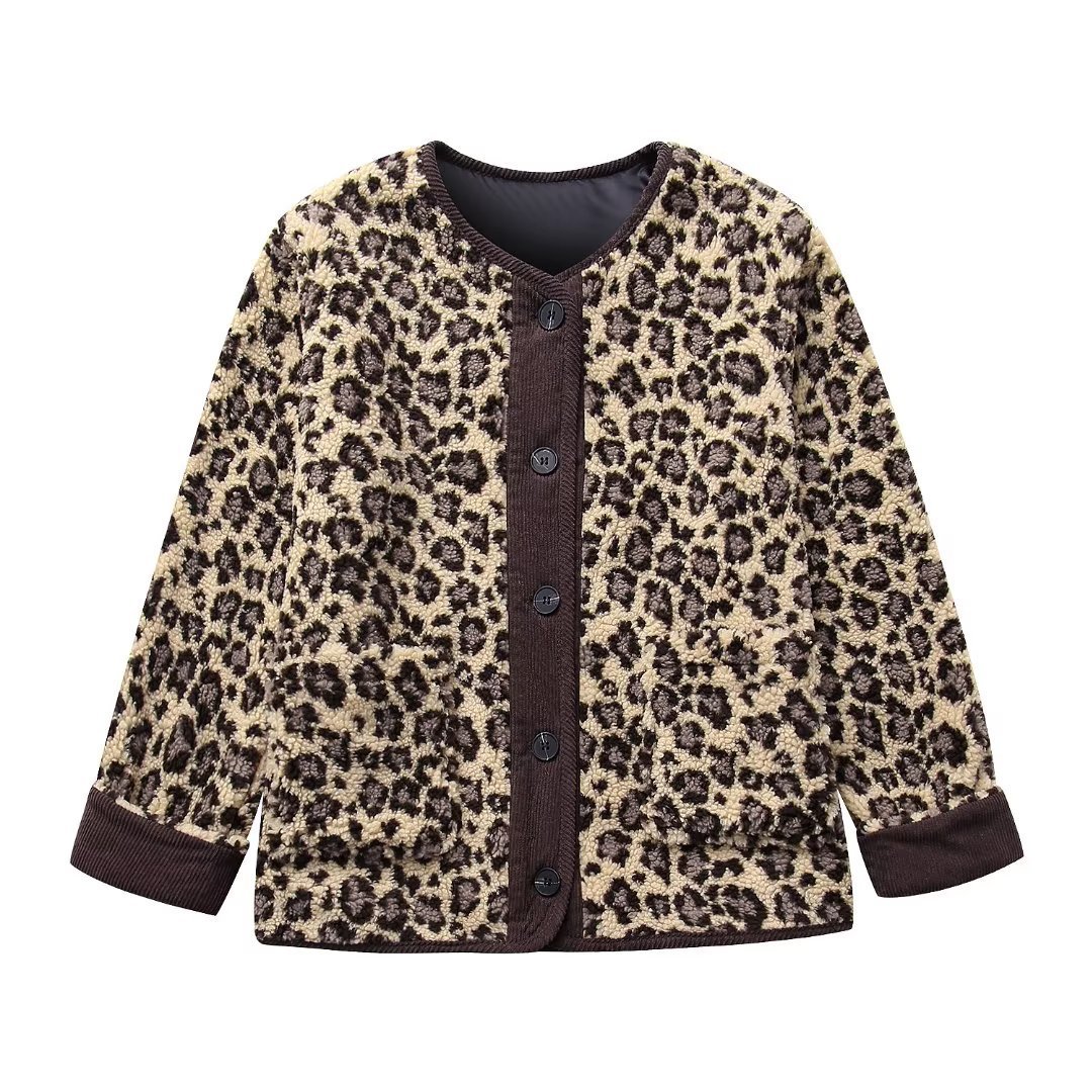 Women's Winter Leopard Print Casual Loose Jacket - Balochistan LLC 