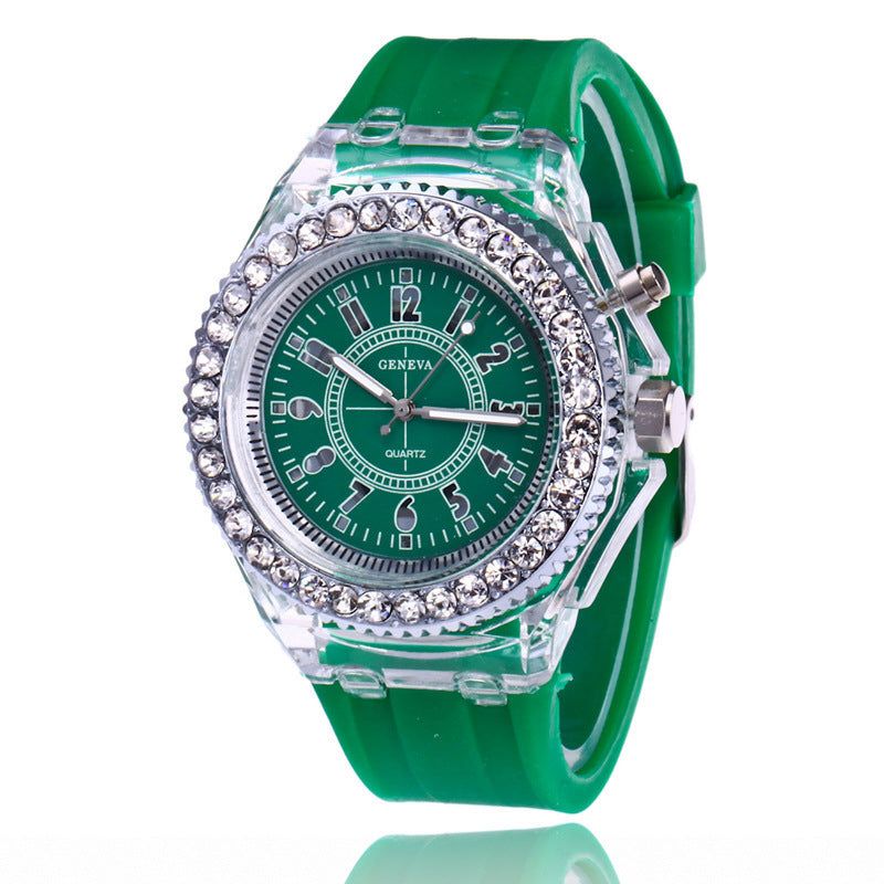 LED Luminous Watches Geneva Women Quartz Watch Women Ladies Silicone Bracelet Watches - Balochistan LLC 