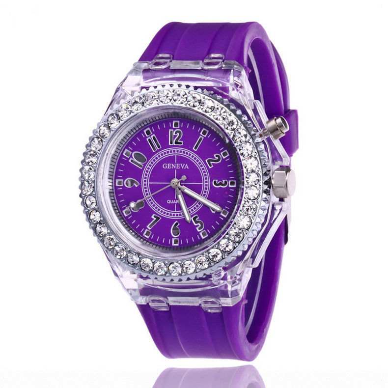 LED Luminous Watches Geneva Women Quartz Watch Women Ladies Silicone Bracelet Watches - Balochistan LLC 