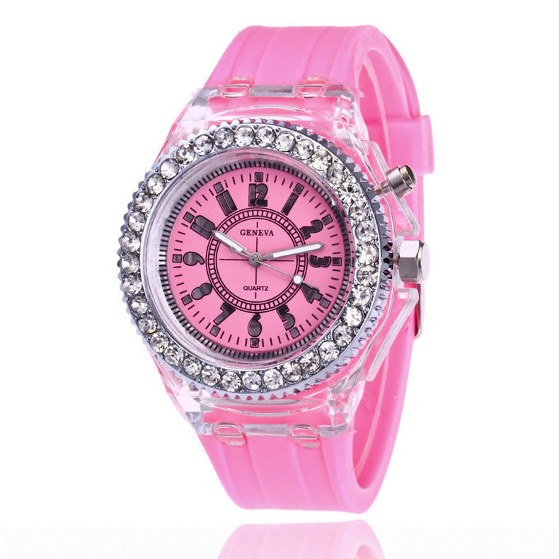 LED Luminous Watches Geneva Women Quartz Watch Women Ladies Silicone Bracelet Watches - Balochistan LLC 