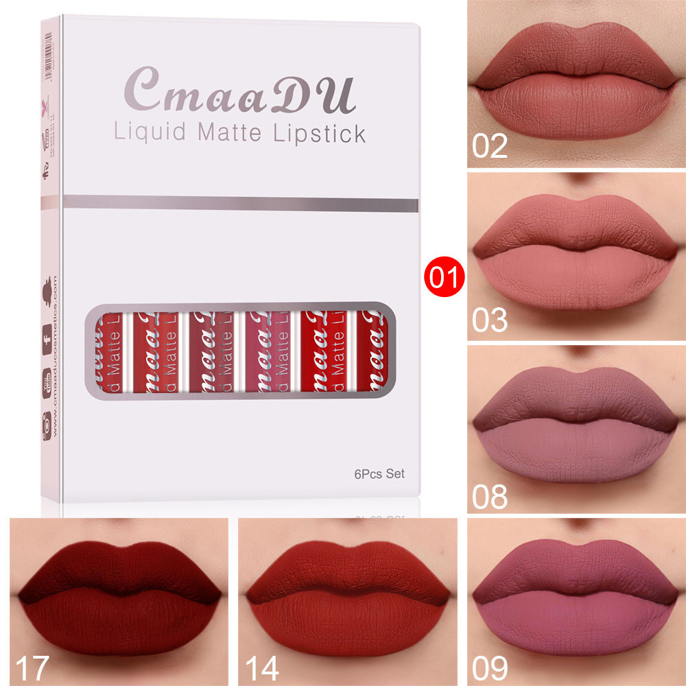 6 Boxes Of Matte Non-stick Cup Waterproof Lipstick Long Lasting Lip Gloss - Balochistan LLC  Product Information: Shelf life: 36 months Ingredients: Multivitamins Box packing size: Length: 85mm Width: 15mm Height: 107mm 6 boxed weight: about 79 grams (including carton) Net content: 2.5mL*6pcs Packing list Lip gloss*6