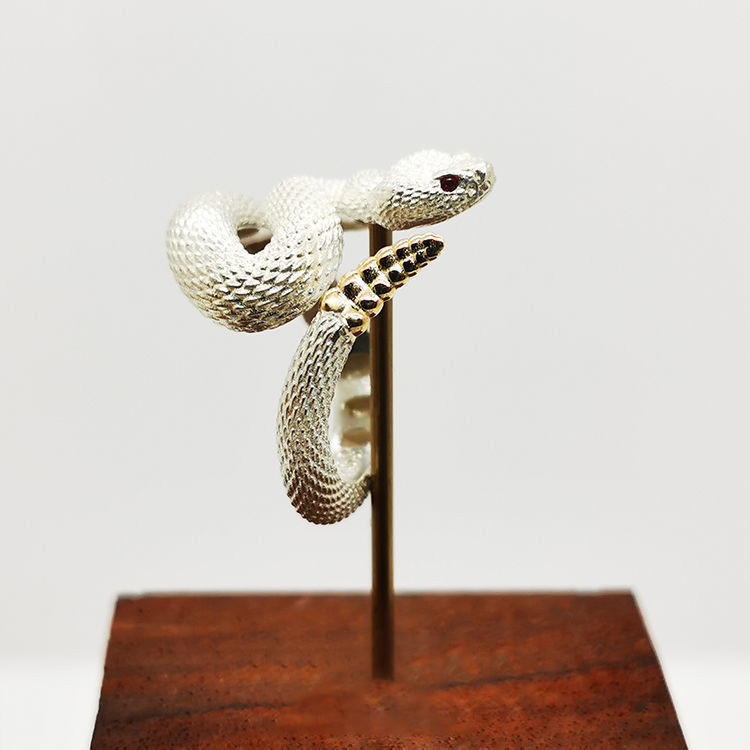 Fashion Jewelry 925 Sterling Silver Plated Rattlesnake Trendy Special-interest Design Retro Ins Niche Classic Ring - Balochistan LLC 