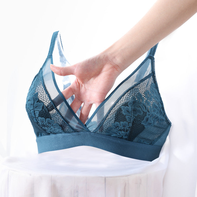 French Triangle Cup Bra Sexy Lace Ultra-thin Bra - Balochistan LLC 