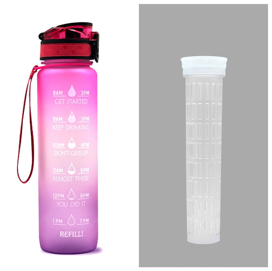 1L Tritan Water Bottle With Time Marker Bounce Cover Motivational Water Bottle Cycling Leakproof Cup For Sports Fitness Bottles - Balochistan LLC 