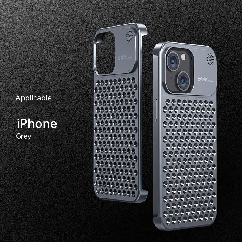 Aluminum Alloy Phone Case For 14 13 Pro Max Plus Hollow Heat Dissipation Anti-fall Full Body Shockproof Phone Cove - Balochistan LLC 