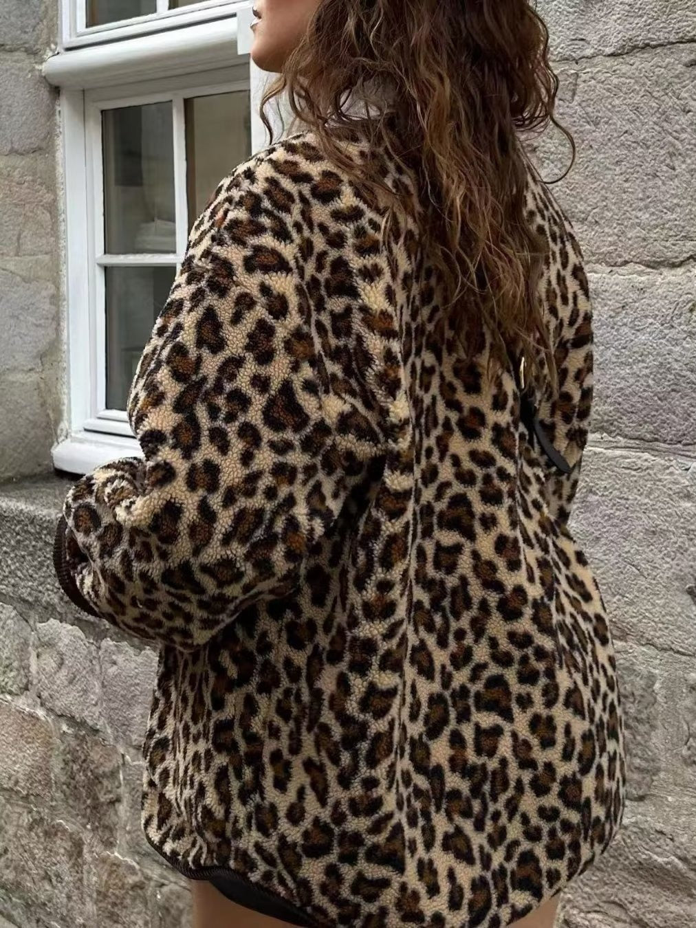 Women's Winter Leopard Print Casual Loose Jacket - Balochistan LLC 