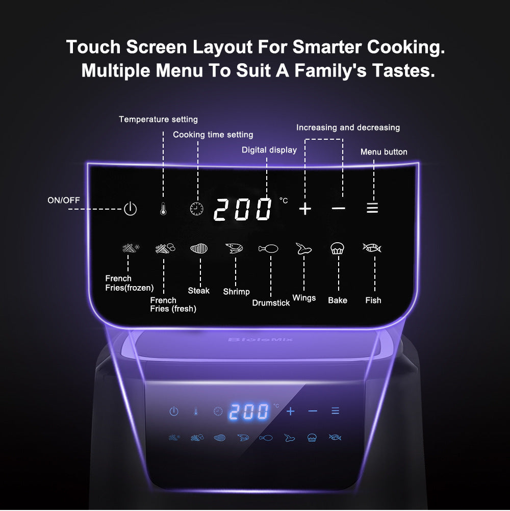 Home Fashion Smart Touch Air Oven - Balochistan LLC  Product information: Heating method: three-dimensional surround heating Safety function : Overheating protection Rated voltage: 220-240V Rated power: 1400W Body material: plastic Product size: 28*32*30cm Colour: Black Packing list: Air oven + manual *1