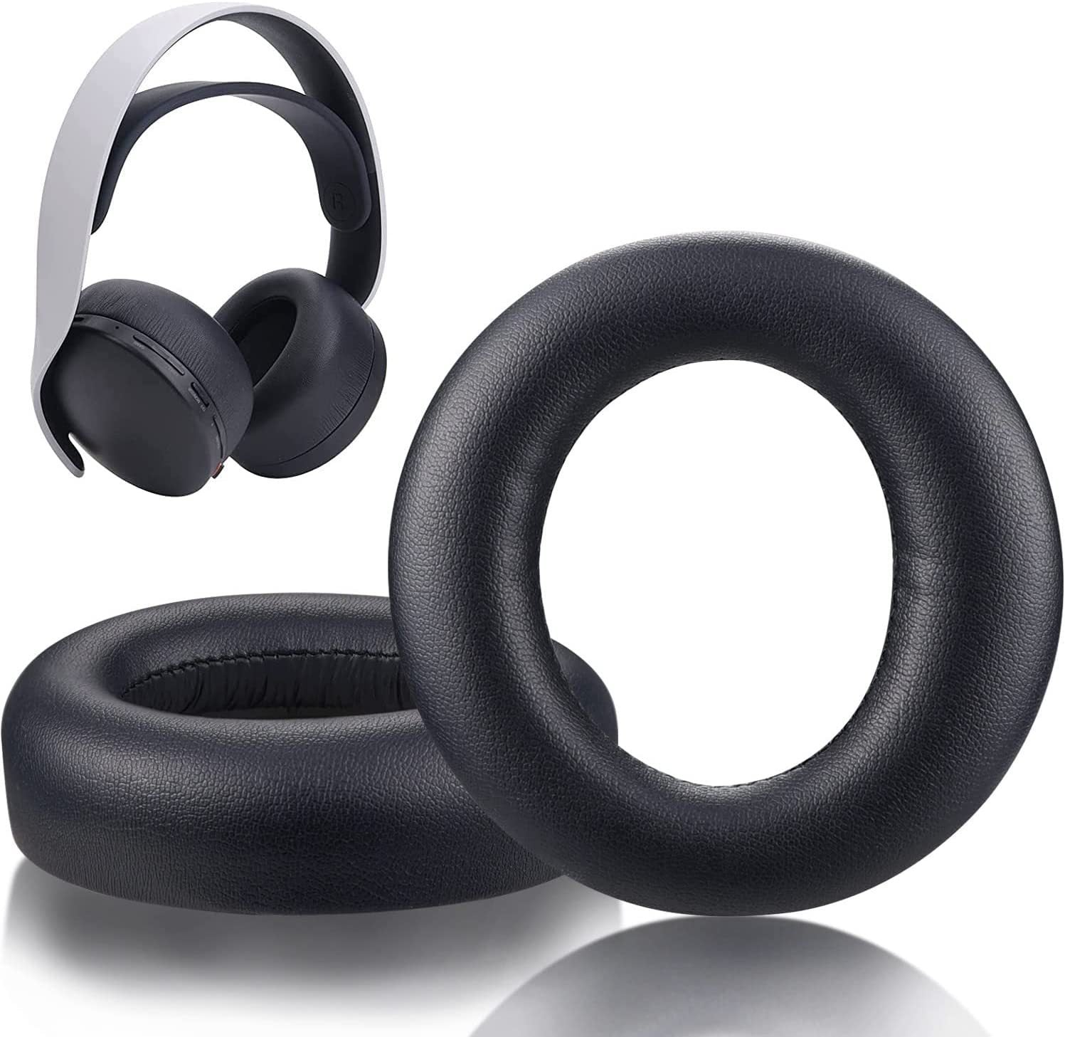 Head-mounted Earphone Sleeves Cotton Cover - Balochistan LLC  Product information: Color: Original round label LR protein leather earmuffs, black gel cold earmuffs, gray linen earmuffs, black football Net earmuffs, black flannel leather patchwork earmuffs Applicable gender: neutral/both men and women Material: imitation leather Size: Sony PS5 Pulse 3D Applicable products: Sony PS5 Pulse 3D Packing List: pp bag Packing list: Earphone Cover X1PC Product Image: