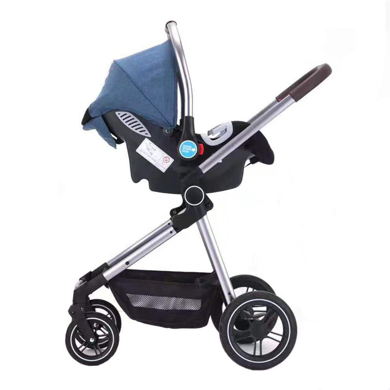 High-view Stroller Is Easy To Sit - Balochistan LLC  Product information: Product category: Four-wheel cart Function: lying flat Material: aluminum alloy Bearing weight: 15kg Color: S-500-Classic Black Cart packaging size: 45.5*20.5*67cm Note: the price is more than 50$, not responsible for any after-sales, mind not to shoot Packing list: 1x cart