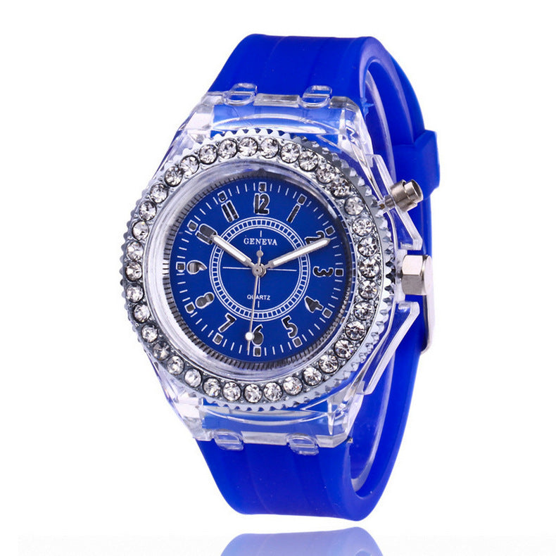 LED Luminous Watches Geneva Women Quartz Watch Women Ladies Silicone Bracelet Watches - Balochistan LLC 