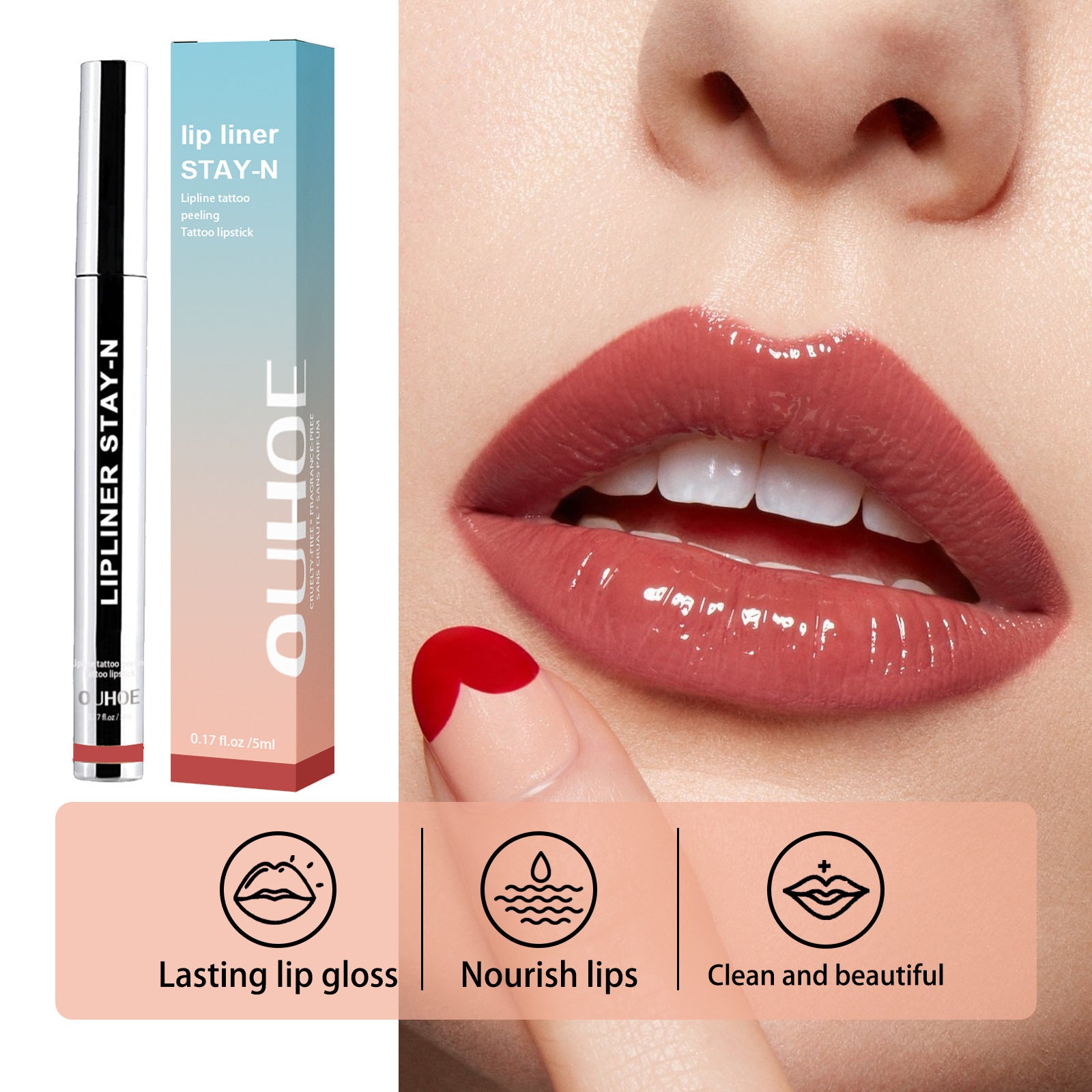 Lip Liner Pen Dark Brown Waterproof Long Lasting Plump Soft Lip Gloss Makeup Cosmetics - Balochistan LLC 