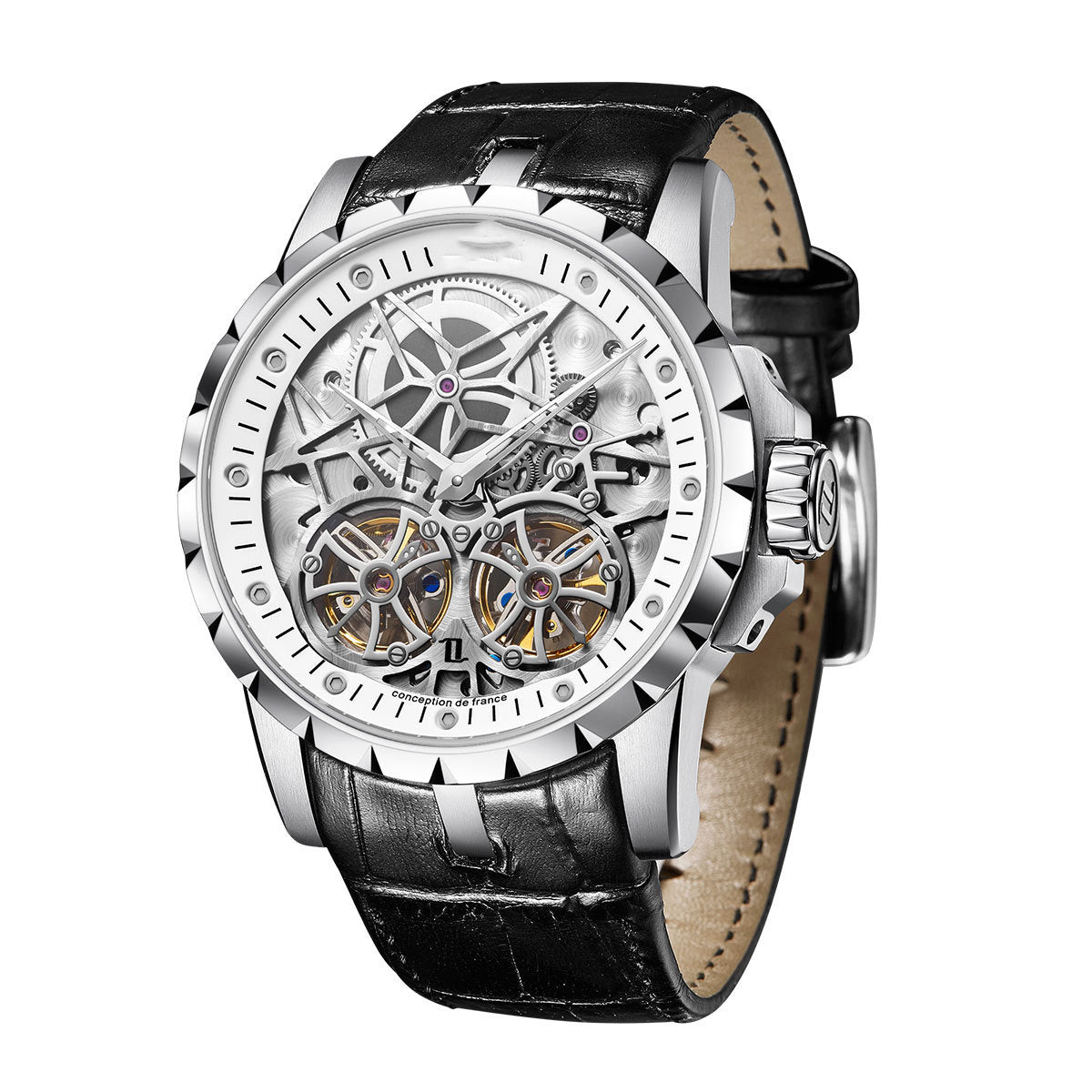 Men's Fully Automatic Mechanical Cut-out Watch - Balochistan LLC  Product Information: Applicable population: male Style: Business Waterproof performance: 30M Movement type: mechanical Dial diameter: 46mm Thickness: 13mm Table buckle material: stainless steel Packing list: Watch * 1