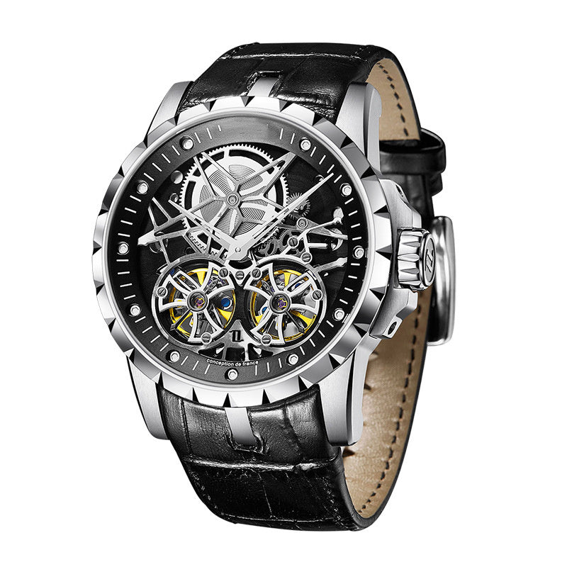 Men's Fully Automatic Mechanical Cut-out Watch - Balochistan LLC  Product Information: Applicable population: male Style: Business Waterproof performance: 30M Movement type: mechanical Dial diameter: 46mm Thickness: 13mm Table buckle material: stainless steel Packing list: Watch * 1