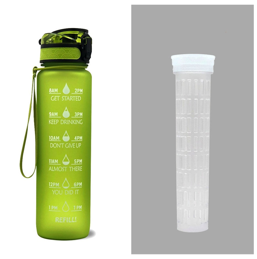 1L Tritan Water Bottle With Time Marker Bounce Cover Motivational Water Bottle Cycling Leakproof Cup For Sports Fitness Bottles - Balochistan LLC 