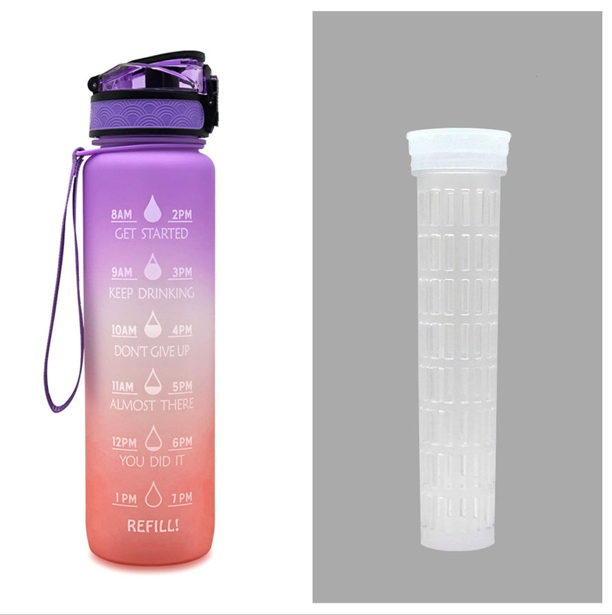 1L Tritan Water Bottle With Time Marker Bounce Cover Motivational Water Bottle Cycling Leakproof Cup For Sports Fitness Bottles - Balochistan LLC 