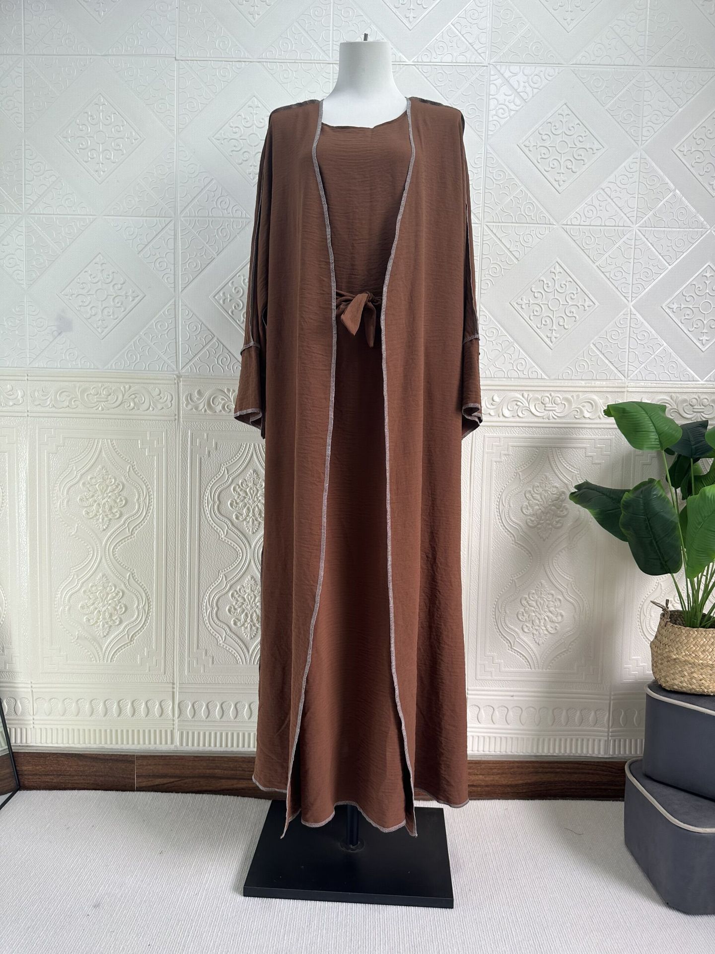 Women's Dubai Turkey Cardigan With Inner Wear Dress